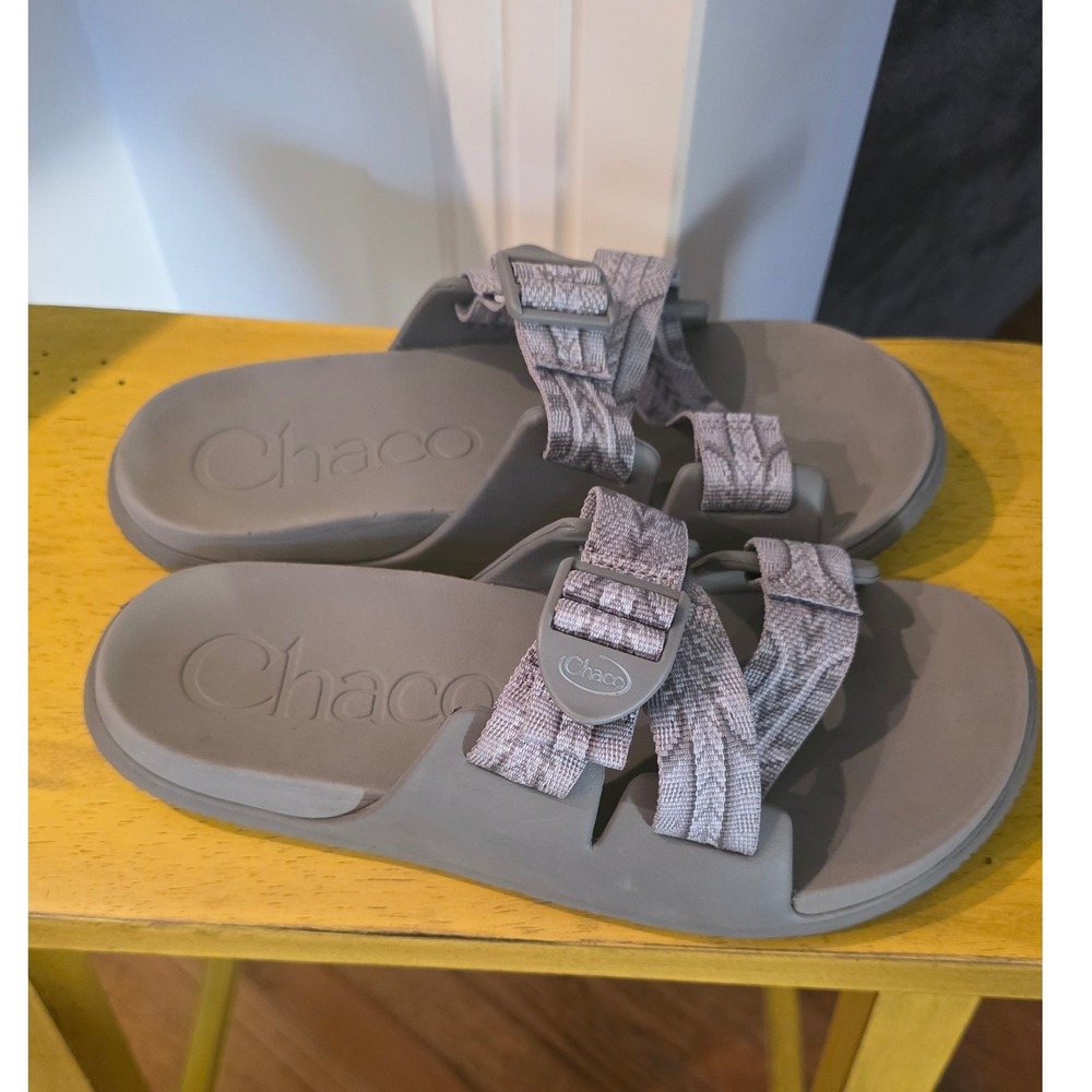 Chaco Chillos Slide Sandals Womens 8 Gray Adjustable Straps LUVSEAT Footbed
